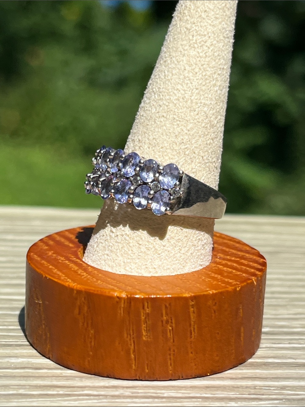 Sterling Silver Double-Row Lavender Gemstone Ring